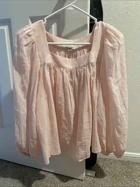 a new day Pale Pink Square-Neck Peasant Blouse